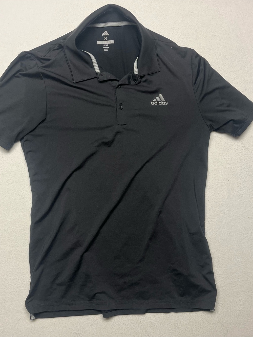 Adidas Mens Small Black Polo Shirt Collared  Short Sleeve